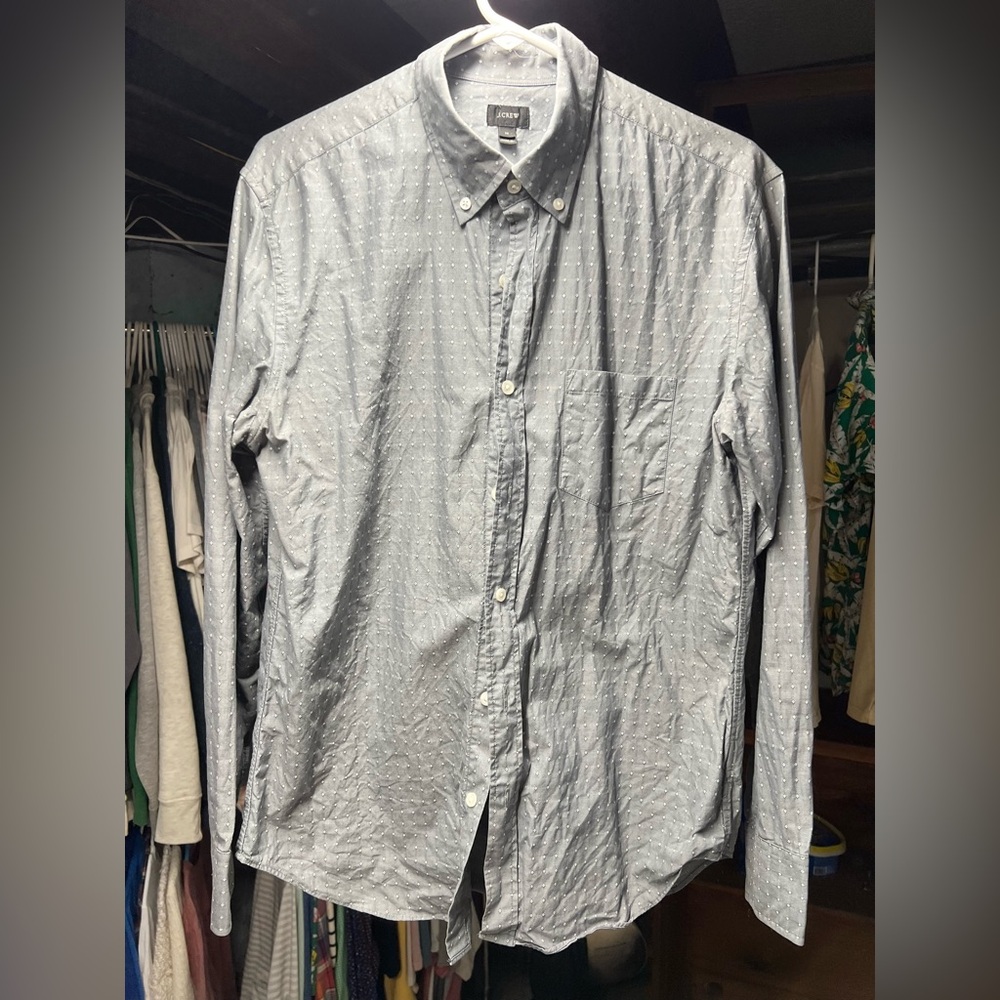 J. Crew Gray Patterned Casual Button-Down Shirt